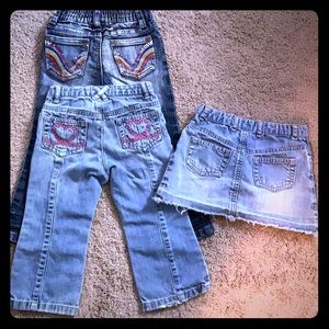Denim LOT - 2T - 3 pieces -1 Jean skirt + 2 jeans